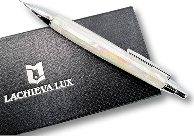 LACHIEVA LUX Mother of Pearl Mechanical Pencil 0.7mm, Elegant Metal Pencil for Drawing and Sketching, Includes 12 Lead Refills