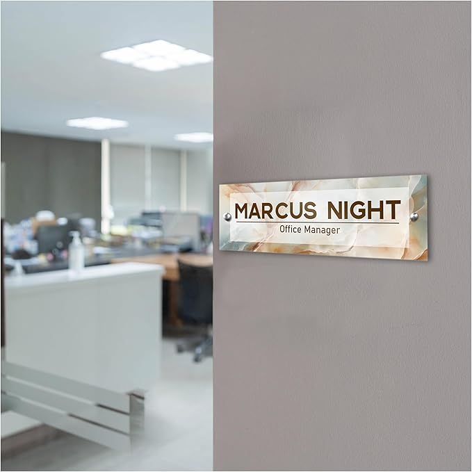 Personalized Acrylic Door Name Plate - 28 Backgrounds - Custom Name Plate for Wall, Office Decor, Teacher Appreciation Gifts