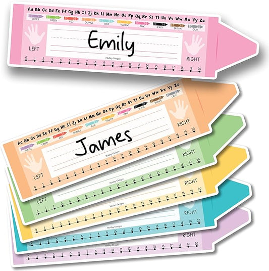 Desk Name Tags for Classroom – 36 Student Name Plates for Classroom Kindergarten, Preschool, 1st, 2nd & 3rd Grade, 14.5 x 4in Teacher Nameplates for Student Desks, Crayon Nametags