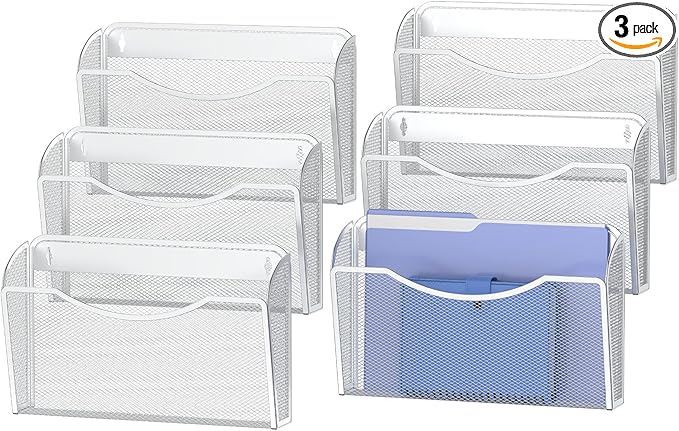 MINDEPOT Wall File Organizer,Hanging Wall Mounted File Folder Binder Holder Mail Organizer for Office,Home and School Supplies