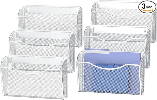 MINDEPOT Wall File Organizer,Hanging Wall Mounted File Folder Binder Holder Mail Organizer for Office,Home and School Supplies