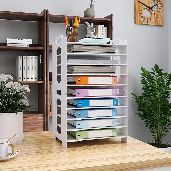 Natwind Office Paper Organizer for Desk Desktop Organizer File Holder Office Desk Organizer Letter Tray & Paper Holder Document Storage Rack for Home Office School 10-Tier
