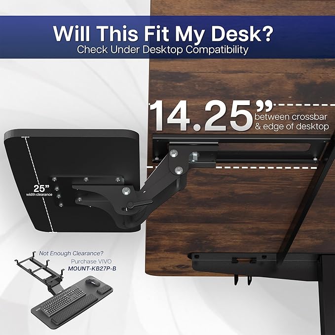 VIVO Adjustable Computer Keyboard & Mouse Platform Tray Ergonomic Under Table Desk Mount Drawer Underdesk Shelf (MOUNT-KB03B)