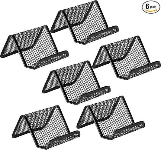 EMOMAS Business Card Holder for Desk, Office Desktop Business Card Display Holder, Mesh Business Card Holder, Desk Accessories for Women and Men,Black ( 6 Pack )
