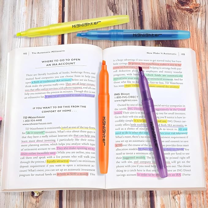 Dacono Highlighters, Chisel Tip, Highlighters Assorted Colors, Bible Highlighter No-Bleed, Quick-Drying Ink Highlighter for School, Teacher Students, Office, Classroom Must Have, 24 Pack