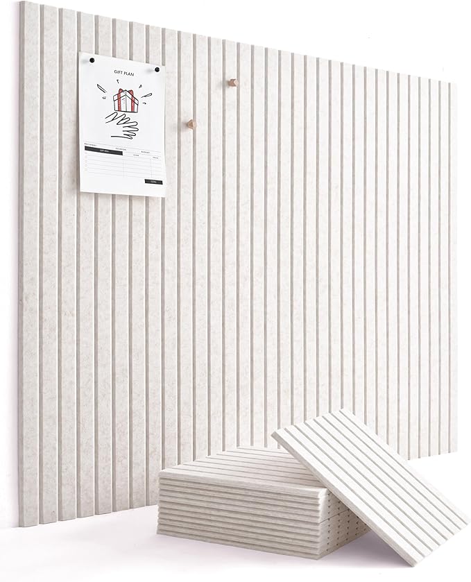 VIVELDA Large Bulletin Board 48"x36" - Office Wall Organizer, Replace your Old Cork Boards for Walls for Office Decor -12-pack Felt Wall Panels to Use in Home Office Decor, Classroom Decor (Limestone)