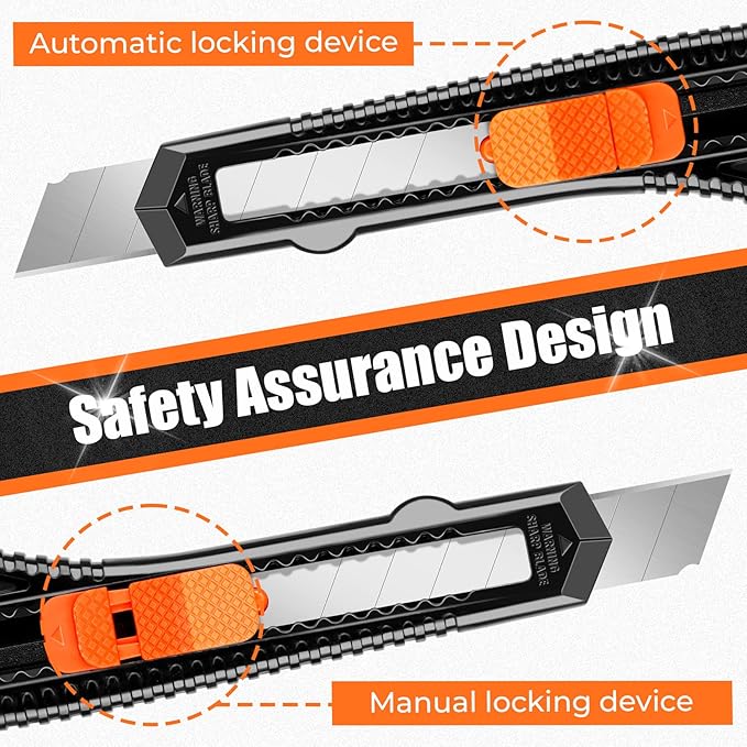 DIYSELF Box Cutter, 24 Pack Box Cutters Retractable Razor Blades Utility Knife Opener Safety Snap off Knives for Warehouse Pen Hobby Modeling Pencil Exacto Knife
