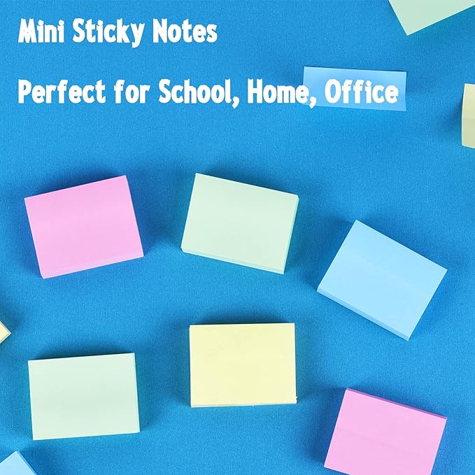 Umikk 50 Pack Sticky Notes 1.5x2 in, 5000 Sheets Small Self-Stick Note, 4 Color Mini Sticky Notes Pad Bulk, Easy to Post for Office, School, Home