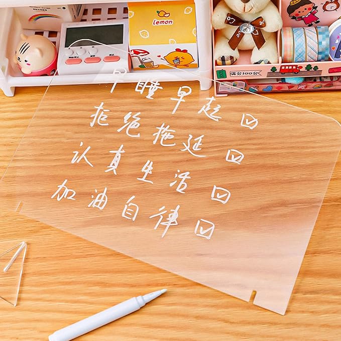 ELAYARD 5pcs Acrylic Desktop Whiteboards Clear Writing Message Boards Simple Transparent Memo Boards for Office Home School Use