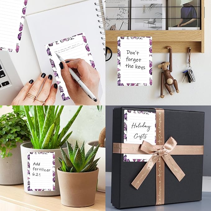 SXboxing Sticky Notes 4X6 Inches, 2 Pack Large Cute Self-Stick Pads, Bright Funny Memo Pads Easy to Stick for Home, Office Purple Butterfly