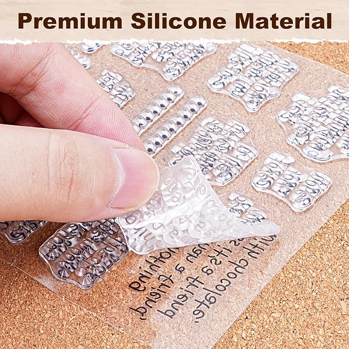 UCEC 4 Sheets Words Clear Stamps in Classic for Card Making Silicone Stamp with Scripture Greeting Words Pattern for Valentines Holiday Birthday Card and Scrapbooking Journal, Christmas Stamps