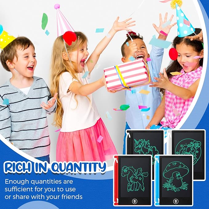 Zhehao 24 Pack LCD Mini Writing Tablet for Kids 4.5 Inch Doodle Board Bulk Erasable Reusable Electronic Drawing Pad Birthday Party Favors Goodie Bag Classroom Gifts(Blue,Black,White,Red)