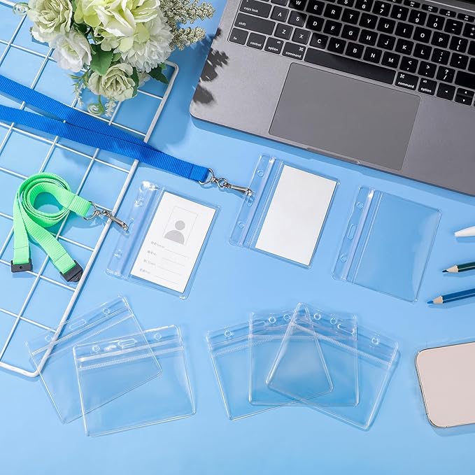 Qilery 500 Pcs Horizontal Badge Holder Clear Name Badge Holders Sealable Horizontal ID Badge Holder Plastic ID Card Holder Clear Badge Protector for Adult Credit Card Name Tag Work