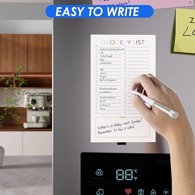 SooHeeRange 3 Pack Magnetic Grocery List Pad with Full Back Magnet & Pen Holder, Totally 180 Sheets for Fridge, To-Do List and Memo Notepad (4.5x7.5 Inch, Blank)