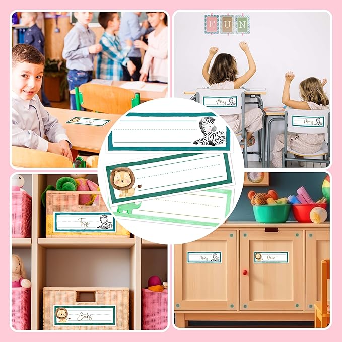 30 Name Tags for Classroom Cubbies, 3x9 in Woodland Animals Name Plates for Desks, Classroom Must Haves for Teachers Elementary - A07