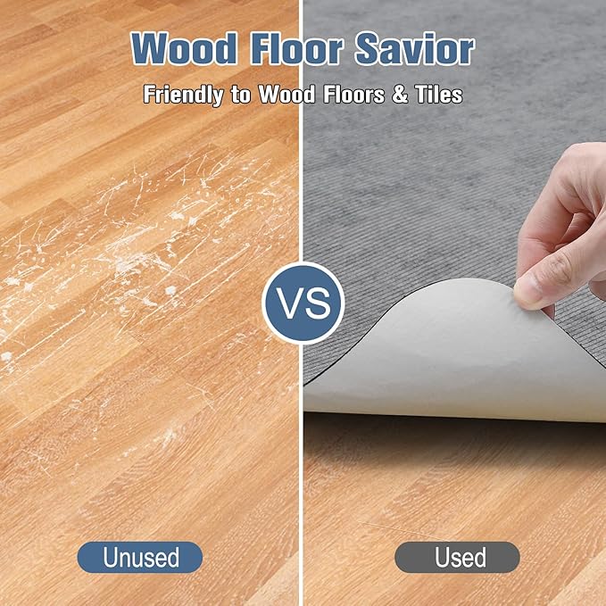 2 Pack Office Chair Mat for Hardwood Floor, 55"x35" Computer Chair Floor Mat, Desk Chair Mat, Large Rubber Anti-Slip Floor Protector for Home Office Light Grey (Folding Packaging)