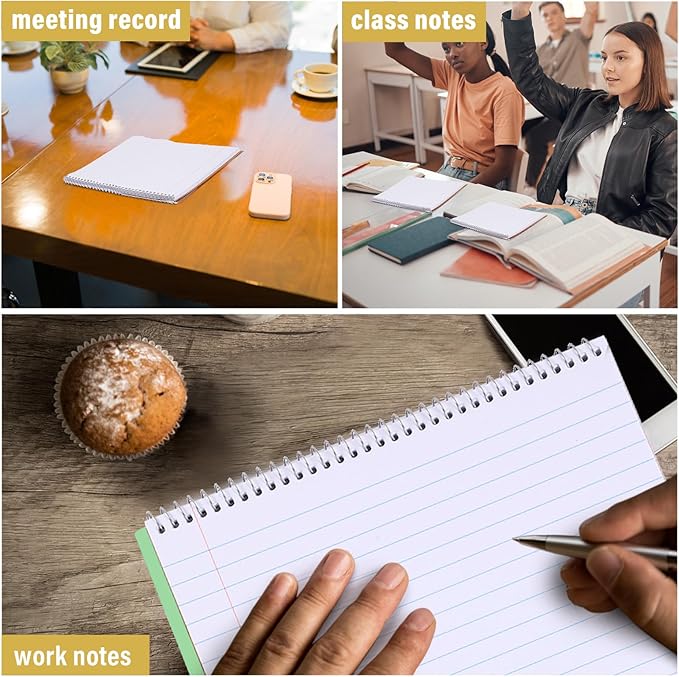 Maitys 6 Pcs Legal Pad Steno Spiral Notebook 8.5" x 11" Top Bound Spiral Pads Hard Cover College Ruled Notepad 70 Sheet Pad for School Office University Home(Lovely Color,Elegant Style)