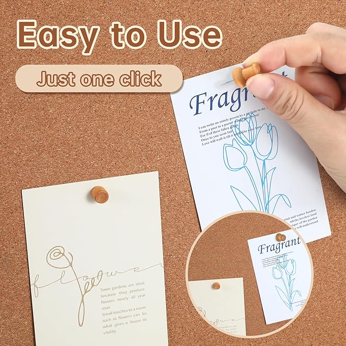 GOOLADA 200Pcs Wood Push Pins 7 Types and 2 Colors Wood Tacks Cute Push Pin Thumb Tacks for Decorative Wooden Push Pins for Cork Board Cute Pushpins for Bulletin Board Prayer Board Supplies for Women