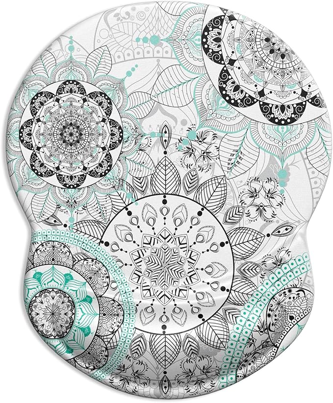 ITNRSIIET Ergonomic Mouse Pad with Gel Wrist Support Small Wrist Rest Smooth Surface Non-Slip PU Base Comfortable Office Supplies Pain Relief, 8.7 x 7.2 inches, Mandala Flowers
