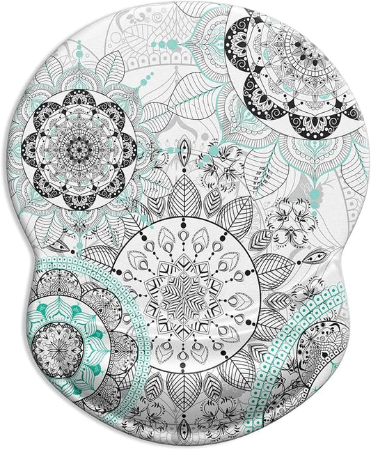 ITNRSIIET Ergonomic Mouse Pad with Gel Wrist Support Small Wrist Rest Smooth Surface Non-Slip PU Base Comfortable Office Supplies Pain Relief, 8.7 x 7.2 inches, Mandala Flowers