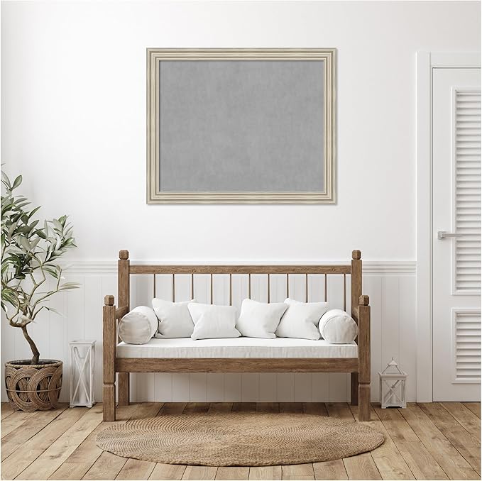 Amanti Art Silver Framed Magnetic Board 38x46 X-Large Vision Board for use with Magnets, 100% Metal Sheet to Display Items as Office Decor or for Home Organization in mudroom, Kitchen or Kids Room