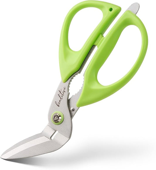 Beaditive Heavy Duty Multipurpose Angled Craft Scissors 7" - Japanese Stainless Steel, Serrated Blade - Craft Shears for Cardboard, Plastic, Leather, Fabrics, and Packaging