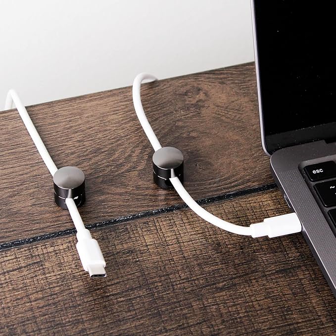 ICONIT Cable Anchors for Desk Organization Gun Metal | Premium Aluminum Cord Organizers | Charger + Cable Management Clips for Home & Office | Stylish, Sturdy, & Functional | (3 Pack)