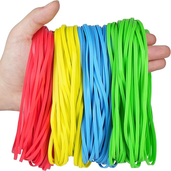 LotFancy Large Rubber Bands, 170 Pcs Size #117B 7×1/8” Heavy Duty Long Rubber Bands for Trash Can File Folders Office Supplies, Assorted Color