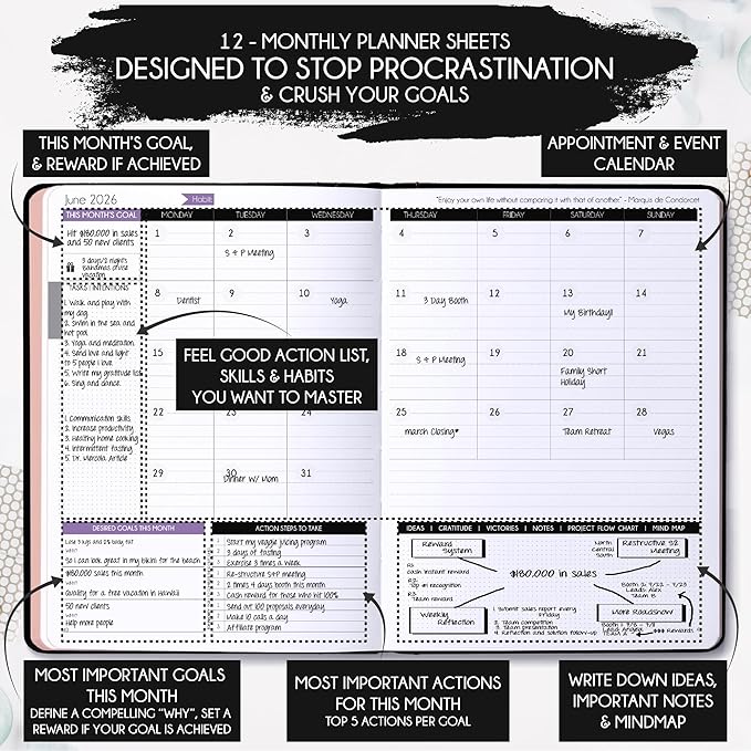Law of Attraction Planner 2026 Deluxe with Productivity App | Weekly & Monthly Goal-Setting Planner, Life & Gratitude Journal | Include Foldable Vision Board, Gift Box & Stickers
