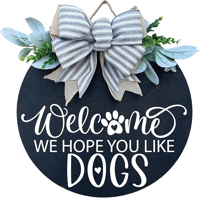 Wood front door sign Wood sign Home decor Welcome sign Sign for front door House warming gift Wedding gift (Dogs 3.0-UV033(A3) S006, 15" Width)