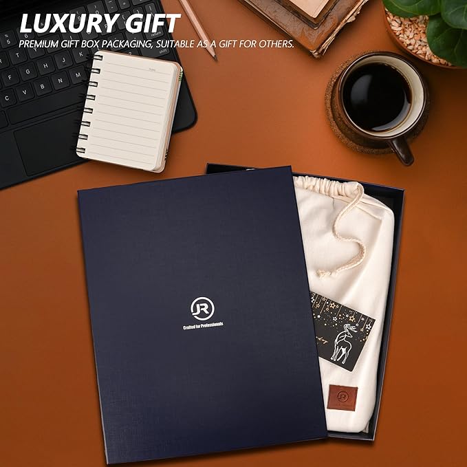 Full Grain Leather Portfolio with Zipper, Professional Business Organizer for Men Women, Executive Resume Folder with A4 Notepad Holder, Card Slots, Pen Loop, 10x13'', Luxury Gift Set