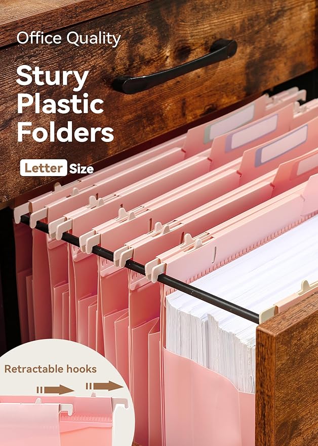 SortRax Plastic High Capacity Hanging File Folders, Letter Size, 4" Expanding Accordion Pocket with Movable Dividers, Pink Colors, Heavy Duty for Filing Cabinet, Insertable Tabs, 6 Pack