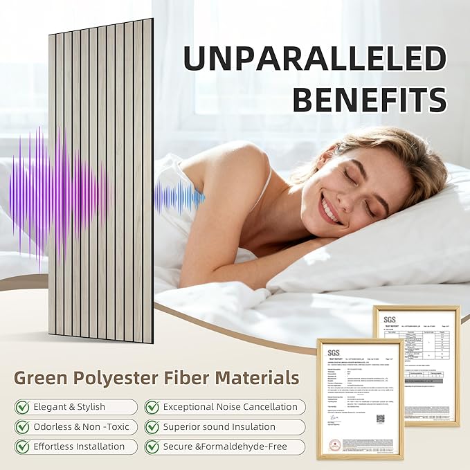 TO-TH Wood-Look Acoustic Wall Panels, 10 Pack 47.2” x 23.6” Sound Panels, Decorative Wood Panels for Wall Sound Dampening Panels for Home, Office, Basement, Natural Oak with Mitered Edges