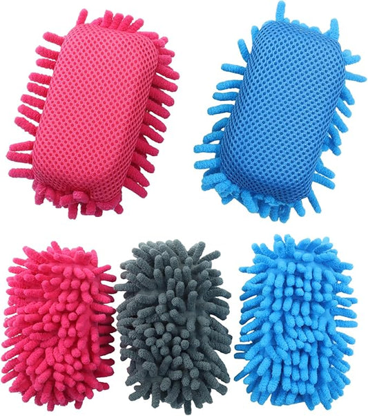 Biaungdo 5 Pack Washable Whiteboard Eraser, Microfiber Shag Dry Eraser for Classroom Teacher Supplies, Office, Home(Grey, Blue, Pink)