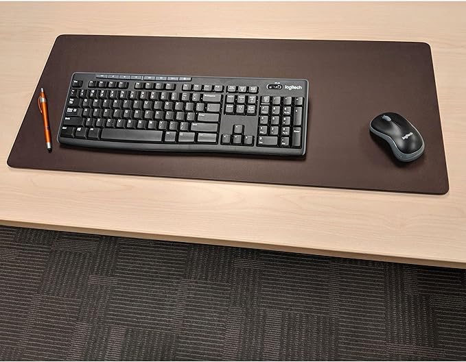 DACASSO Leatherette Keyboard/Mouse Desk Mat- Luxury Leatherette Desk Blotter for Writing - Executive Desk Surface Protector - (Brown, 30" x 12.5")