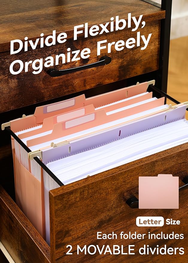 SortRax Plastic High Capacity Hanging File Folders, Pastel Colors, 4" Expanding Pocket with Movable Dividers, Heavy Duty for Filing Cabinet, Insertable Tabs, Letter Size - 6 Pack