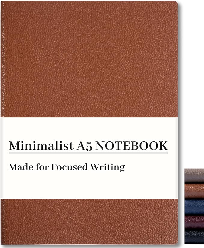 CAGIE Lined Journal Notebook for Men & Women,176 Pages A5 Medium Size Softcover Leather Journals for Writing,Travel,Business,Work & School, 100 GSM Thick Paper (5.7'' x 8.3'') (Brown)