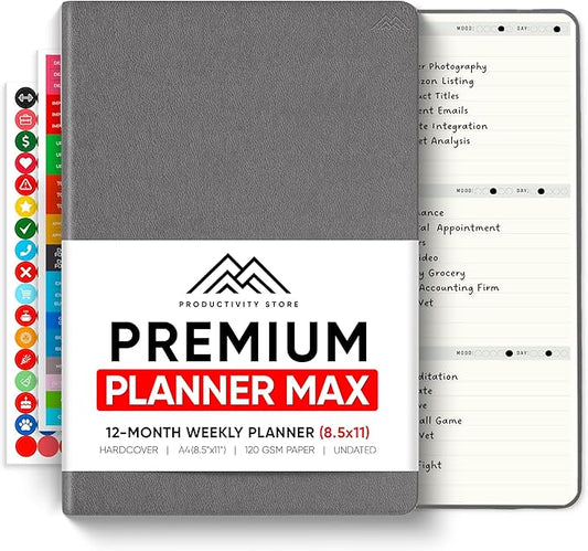 Undated, 2026 Planner, 8.5" x 11" - The #1 Productivity Planner to Achieve Your 2026 Goals - Planner 2026-2027 by PRODUCTIVITY STORE (A4, GREY)