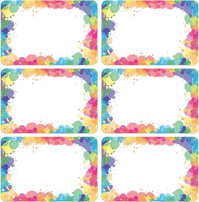 Lucleag 180PCS Watercolor Rainbow Name Tags Stickers, Rainbow Color Name Tag Labels Stickers for Back to School Classroom Student Office Desk Cubby Locker Theme Party Decoration, 2x3 inch