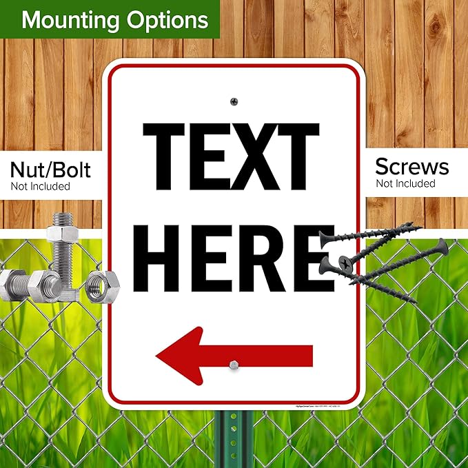 Custom Arrow,Custom Directional Sign, Left Arrow,18x24 Inches, Rust Free .063 Aluminum, Fade Resistant, Made in USA by My Sign Center