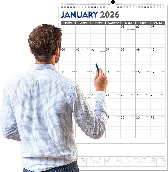 GuassLee Extra Large Wall Calendar 2026, 36"x 24" Jumbo Vertical Wall Planner 2026-2027 from January 2026 to June 2027,18 Months with Julian Dates and Notes for Office School Home Teacher Planning