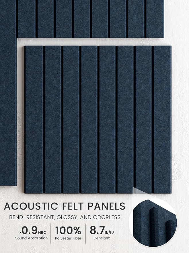 Bumusty Large Cork Board 47"x35" Alternative - 12 Pack Felt Wall Tiles with 70 Safe Removable Adhesive Tabs, 30 Pushpins, Cork Boards for Walls Pin Board Bulletin Board Office Decor -Navy
