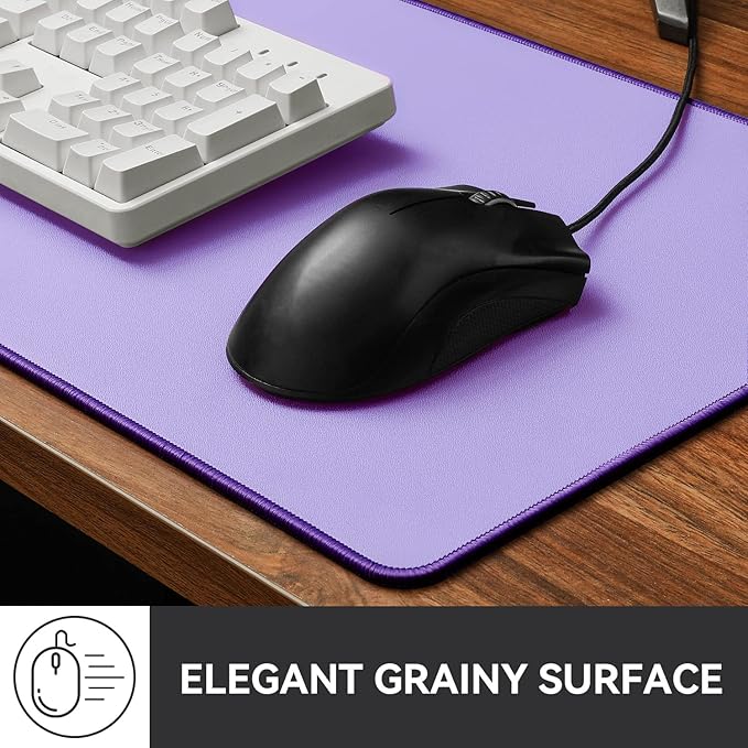 Reniteco Waterproof Large Gaming Mouse Pad with Durable Stitched Edges, Non-Slip Rubber Base, Grainy Jacquard Mouse Mat Desk Pad for Home Office Gaming, 31.5''x11.8''x0.12'', Purple