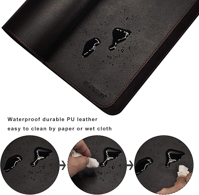 ZORESYN Large Office Desk Pad (63" x 23.6") - Waterproof PU Leather Desk Mat with Non-Slip Base, Oversized Extended Mousepad for Keyboard & Mouse, Black