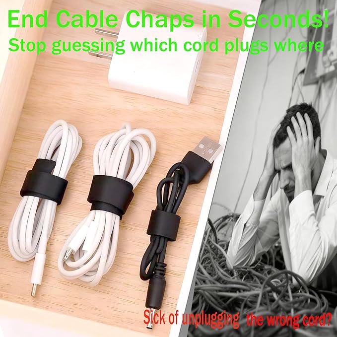 80-Pack Reusable Cable Labels & Cord Ties Kit – Write-On Wire Labels, Snap Ties + Dual-Tip Marker for Home Office Electronics Organization | Cable Tags, Cord Labels & Wire Markers Included