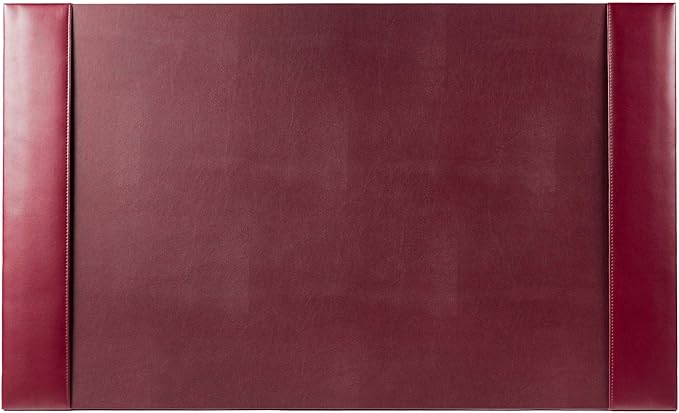 DACASSO Bonded Leather Desk Pad with Side Rails - Luxury Leather Desk Blotter for Writing - Padded Executive Desk Surface Protector - ( Burgundy, 30” x 18”)