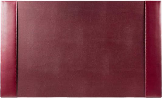 DACASSO Bonded Leather Desk Pad with Side Rails - Luxury Leather Desk Blotter for Writing - Padded Executive Desk Surface Protector - ( Burgundy, 30” x 18”)