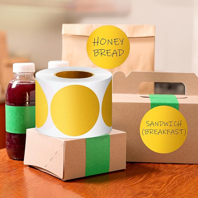 3 Inch Round Color Coding Labels (500 per Roll) - Colored Dot Stickers Round Labels for Inventory, Warehouse, Office Organizing - Gold Circle Stickers