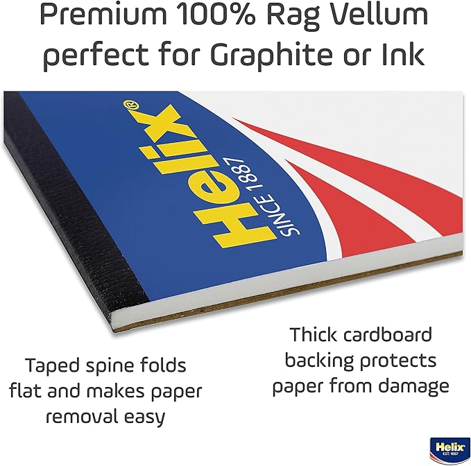 Helix - 100% Rag Vellum Paper Pad - 11 Inch x 17 Inch - 50 Sheet Pad - Acid-Free - Drafting, Art, Sketching and Tracing