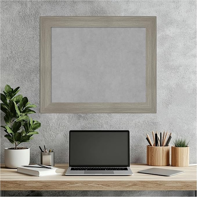 Amanti Art Grey Framed Magnetic Board 20x24 Small Vision Board for use with Magnets, 100% Metal Sheet to Display Items as Office Decor or for Home Organization in mudroom, Kitchen or Kids Room